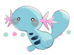  animal_focus blue_skin blush colored_skin commentary_request gills hanabusaoekaki highres no_humans pokemon pokemon_(creature) simple_background solid_circle_eyes solo tail translation_request white_background wooper 