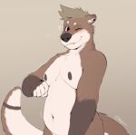  anthro belly ear_piercing hi_res looking_at_viewer male mammal minedoo minedoo_(character) moobs mustelid nude one_eye_closed otter piercing slightly_chubby smile solo wink winking_at_viewer 