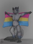  absurd_res anthro awfulfeline azure_(awfulfeline) balls casual_nudity domestic_cat eye_spots eyes_closed felid feline felis flag foreskin fur genitals grey_body grey_fur grey_hair hair hi_res lgbt_pride male mammal multicolored_body multicolored_fur nipples nude pansexual_pride_colors penis pride_colors shaded signature sketch smile solo two_tone_body two_tone_fur 