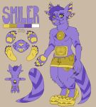  anthro biological_mechanical_demon bottomwear clothing footwear fur hi_res male male/male multi_ear pawpads pixel_rose pixel_rose_(artist) purple_body purple_fur shoes shorts smiler solo yellow_bottomwear yellow_clothing yellow_footwear yellow_pawpads yellow_shoes yellow_shorts 