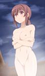  1girl blush cameltoe cleft_of_venus completely_nude highres komiya_nonoka nude onsen sincos smile solo sora_no_method steam 