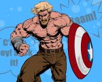  absurdres bara blonde_hair captain_america highres male_focus muscular muscular_male non-web_source shield superhero 