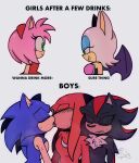  amy_rose anthro bat bodily_fluids clothed clothing dialogue digital_media_(artwork) english_text eulipotyphlan female french_kissing fur green_eyes hair hedgehog hi_res humor kissing knuckles_the_echidna male male/male mammal membrane_(anatomy) membranous_wings meme molu9818 open_mouth rouge_the_bat sega shadow_the_hedgehog simple_background smile sonic_the_hedgehog sonic_the_hedgehog_(series) sweat sweatdrop text tongue tongue_out wings 