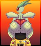  absurd_res anthro clothed clothing female fishnet flygon generation_3_pokemon hexami hi_res looking_at_viewer looking_back nintendo pokemon pokemon_(species) scooter simple_background stickers wings 