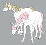  ambiguous_gender blonde_hair blonde_mane duo equid equine eyelashes feral hair hooves horn mammal mane pink_hair pink_mane pink_tail semi_ikuta snout tail unguligrade uni_(unicorns_aren&#039;t_horny) unicorn unicorn_horn unicorns_aren&#039;t_horny white_body yellow_tail 