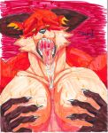  &lt;3 absurd_res anthro barazoku blush bodily_fluids canid canine canis clawed_fingers claws cum cum_on_penis duo ears_down ejaculating_cum ejaculation epic_games erection fangs fennix_(fortnite) fortnite fox fur genital_fluids genitals hi_res human male male/male mammal masturbation multicolored_body multicolored_fur open_mouth pecs penis penis_on_pecs pinumontbalou pivoted_ears saliva saliva_on_tongue saliva_string submissive submissive_anthro submissive_male sweat teeth tongue tongue_out traditional_media_(artwork) yellow_eyes 