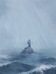  afloat artist_name closed_eyes cloud commentary day facing_away fog head_back highres lapras mokuzou_(moku_ssbu) no_humans ocean open_mouth outdoors overcast pokemon pokemon_(creature) rain symbol-only_commentary water waves 