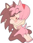  2023 absurd_res amy_rose anthro blush brown_body duo eulipotyphlan eyes_closed fan_character female french_kissing genitals hair hedgehog hi_res kissing male male/female mammal nude penis pink_body pink_hair sega senshion simple_background sonic_the_hedgehog_(series) 