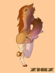  absurd_res anal anthro biped brown_body brown_fur buttplug canid canine character clothing digital_media_(artwork) feet feral fur furry girly hi_res invalid_tag legwear male mammal paws plug_(sex_toy) sex_toy simple_background solo stockings tail xnix 