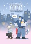  anthro blue_hair briefcase child comic english_text felid fur group hair hi_res lion male mammal mane mud murid murine muscular muscular_anthro muscular_male necktie office_worker pantherine rat rodent size_difference takataka text trio white_body white_fur young 