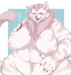  absurd_res anthro belly big_breasts blush breasts chubby_female claws domestic_cat felid feline felis female galette hi_res mammal neck_tuft open_mouth pupil slightly_chubby solo tail tuft whiskers 