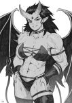  2023 abs absurd_res biceps collar deltoids demon female greyscale hi_res horn humanoid humanoid_pointy_ears monochrome muscular muscular_female not_furry quads solo speedl00ver spiked_collar spikes wings 