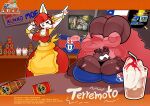  absurd_res alcohol anthro areola beer beverage big_breasts blush breasts brown_areola brown_body brown_fur chile chilean chilean_flag clothed clothing digital_media_(artwork) duo english_text esperanza_(carrot_kiss) female female/female fiestas_patrias_(chile) fingers food fur generation_4_pokemon hair hi_res holding_object kiss_the_carrot lagomorph lopunny mammal nintendo open_mouth pokemon pokemon_(species) shaded smile text thick_thighs 