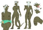  anthro big_breasts breasts butt claws diana_digma dragon emil-gee facial_horn female genitals green_body green_scales hair hi_res horn looking_at_viewer nipples nude pussy referense scales simple_background solo 