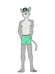 adastra adastra_(series) alexios_(adastra) anthro boxer_briefs boxer_briefs_only clothed clothing domestic_cat echo_project felid feline felis full-length_portrait fuze green_boxer_briefs green_clothing green_underwear hi_res male mammal navel nipples portrait simple_background solo topless underwear underwear_only white_background 