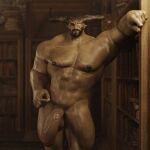 2_horns abs absurd_res dragon_age genitals hi_res horn humanoid iron_bull male muscular muscular_humanoid muscular_male nipples pecs penis qunari scar solo vein veiny_muscles veiny_penis voluox 