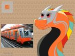  absurd_res black_body dragon feral hi_res horn how_to_dragon_your_train male metro mexico mexico_city multicolored_body orange_body rapid_transit red_eyes roquemapache_(artist) solo spanish_text subway text underground 