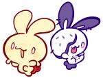  animal_ears animal_focus blush chibi grindzone jumping open_mouth original rabbit rabbit_ears rabbit_tail sea_slug smile snail tail walking 