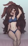  anthro bed bra clothing elronya fan_character female furniture hair lagomorph leporid long_hair mammal panties rabbit ronya sitting solo sportswear underwear 