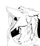  2020 anthro blush blush_lines bodily_fluids drooling fan_character fangs fur hair headshot_portrait hi_res looking_at_viewer male marcushunter open_mouth portrait saliva saliva_on_tongue saliva_string sergal signature solo teeth tongue tongue_out 