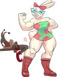  absurd_res big_butt big_muscles butt cartoon_network duo female hi_res humanoid lagomorph leporid male male/female mammal muscle_size_difference muscular muscular_female powerpuff_girls rabbit size_difference skull_geck0 tall_image thick_thighs 