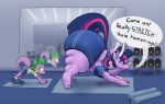  absurd_res anthro big_butt butt dialogue dragon duo equid equine female friendship_is_magic hasbro hi_res horn huge_butt hyper hyper_butt larger_female male mammal my_little_pony parumpi size_difference smaller_male spike_(mlp) twilight_sparkle_(mlp) unicorn 