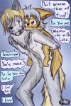  2022 anthro avian azee_(links) bird bonding canid canine canis carrying chara_(links) collar colored cyote farfener female fur galliform hair happy hi_res invalid_tag links mammal phasianid piggyback predators relaxing rune runes shiyan sibling sister sisters slave text the_farfener wolf 