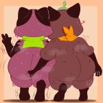  &lt;3 absurd_res anthro big_butt bodily_fluids butt canid canine cape cape_only cartoon_network clothing demi-pig_(artist) duo female female/female fingering hi_res huge_butt laugh leaf mammal mao_mao:_heroes_of_pure_heart mostly_nude nervous raccoon_dog scarf scarf_only selfcest shaking simple_background slightly_chubby square_crossover sweat tanuki tanya_keys thick_thighs 