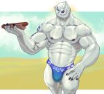  2023 5_fingers abs anthro arm_tattoo arm_tuft bear belly biceps big_abs big_biceps big_brachioradialis big_bulge big_deltoids big_extensor_carpi big_latissimus_dorsi big_muscles big_pecs big_quads big_serratus big_sternocleidomastoid big_trapezius big_triceps black_claws black_nipples black_nose black_pawpads blue_arms blue_background blue_clothing blue_eyes blue_face blue_head blue_speedo blue_swimwear blue_tattoo brachioradialis bristol bulge cheek_tuft chest_tuft chin_tuft claws clothed clothing colored dark_claws dark_nipples dark_nose dark_pawpads deltoids digital_drawing_(artwork) digital_media_(artwork) empty_eyes english_text extensor_carpi facial_tattoo facial_tuft finger_tuft fingers food food_fetish front_view fur fur_tattoo fur_tuft glistening glistening_arms glistening_body glistening_chest glistening_ears glistening_face glistening_fingers glistening_fur glistening_hands glistening_head glistening_legs glistening_neck grin half-closed_eyes hand_on_leg hand_on_own_leg hi_res holding_food holding_object hot_dog hot_dog_bun huge_biceps huge_brachioradialis huge_deltoids huge_extensor_carpi huge_latissimus_dorsi huge_muscles huge_pecs huge_quads huge_serratus huge_sternocleidomastoid huge_trapezius huge_triceps humanoid_hands latissimus_dorsi league_of_legends light_arms light_belly light_body light_chest light_clothing light_ears light_eyes light_face light_fingers light_fur light_hands light_head light_legs light_neck light_speedo light_swimwear light_text male male_anthro mammal manly meat monotone_belly monotone_chest monotone_ears monotone_eyes monotone_fingers monotone_hands monotone_legs monotone_neck monotone_nipples monotone_nose multicolored_body multicolored_fur muscular muscular_anthro muscular_arms muscular_legs muscular_male muscular_neck narrowed_eyes navel neck_tuft nipples oiled oiled_body oiled_fur open_mouth open_smile pawpads pecs polar_bear portrait pose quads riot_games sausage serratus shaded simple_background skimpy skimpy_speedo skimpy_swimwear small_eyes smile smiling_at_viewer solo speedo speedo_only standing sternocleidomastoid suggestive suggestive_food swimwear tattoo text text_on_clothing text_on_speedo text_on_swimwear thick_arms thick_neck thick_thighs three-quarter_portrait tight_clothing tight_speedo tight_swimwear topless topless_anthro topless_male trapezius triceps tuft two_tone_arms two_tone_body two_tone_face two_tone_fur two_tone_head two_tone_speedo ursine volibear white_arms white_background white_belly white_body white_chest white_clothing white_ears white_face white_fingers white_fur white_hands white_head white_legs white_neck white_speedo white_swimwear white_text yellow_background 