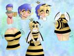  arthropod bee bee_stinger blonde_hair blue_hair book brainwashing breasts clothed clothing colored confusion crown dress ear_piercing ear_ring eyelashes female gender_transformation growth hair hair_growth headgear human humanoid hymenopteran insect long_hair male mammal medium_breasts mtf_transformation neck_tuft open_mouth piercing queen_bee quickcast ring_piercing solo species_transformation transformation tuft wings wrist_fluff yellow_body yellow_eyes 
