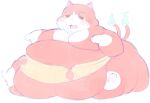  anthro asian_mythology belly big_belly bodily_fluids cafongterua domestic_cat east_asian_mythology felid feline felis fur hi_res japanese_mythology jibanyan male mammal mythology narrowed_eyes overweight overweight_male red_body red_fur simple_background solo sweat tail thick_thighs white_background white_body white_fur yo-kai_watch yokai 