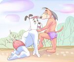  anthro augie_doggie_and_doggie_daddy bulge butt canid canine canis clothed clothing digital_media_(artwork) doggie_daddy domestic_dog duo hanna-barbera lavilovi looking_at_viewer male male/male mammal underwear 