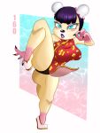  animal_crossing anthro asian_clothing bear chinese_clothing chinese_dress clothing dress east_asian_clothing female hi_res mammal nintendo panties pekoe_(animal_crossing) raccoon_sama raised_leg simple_background solo underwear upskirt 