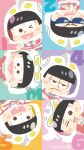  6+boys absurdres black_hair blush_stickers brothers brown_eyes chibi closed_mouth cosplay cross-eyed highres hood hood_up male_focus matsuno_choromatsu matsuno_ichimatsu matsuno_jyushimatsu matsuno_karamatsu matsuno_osomatsu matsuno_todomatsu messy_hair multiple_boys one_eye_closed open_mouth osomatsu-san short_hair siblings sunglasses triangle_mouth twitter_username ultra_series ultraman ultraman_(1st_series) ultraman_(cosplay) x3xlll 