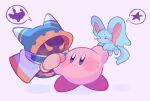  animal_ears blush_stickers closed_mouth colored_skin disembodied_limb elfilin fafameow highres holding_hands kirby kirby&#039;s_return_to_dream_land kirby_(series) kirby_and_the_forgotten_land lor_starcutter magolor mouse_ears no_humans notched_ear pink_skin simple_background solid_oval_eyes star_(symbol) tail 