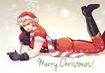  1boy alcohol black_footwear black_gloves blonde_hair boots christmas commentary_request cup dio_brando drinking_glass fangs fur_trim gloves grm_jogio hand_on_own_face hat holding holding_cup jojo_no_kimyou_na_bouken looking_at_viewer lying male_focus merry_christmas on_stomach phantom_blood red_eyes santa_hat scarf short_hair solo striped striped_scarf suspenders vampire wine wine_glass 