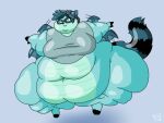  2018 4:3 ambiguous_gender anthro bat_wings batspid2 belly big_belly blue_background blue_body blue_hair blue_skin cel_shading clothing digital_drawing_(artwork) digital_media_(artwork) dragon eyebrows eyewear flabby_arms flying full-length_portrait glasses green_eyes hair horn huge_hips huge_thighs hybrid mammal markings membrane_(anatomy) membranous_wings motion_lines multicolored_body navel obese obese_ambiguous obese_anthro overweight overweight_ambiguous overweight_anthro portrait procyonid raccoon ring_(marking) ringtail shaded shirt signature simple_background solo tail tail_markings thick_thighs topwear two_tone_body wide_hips wings 