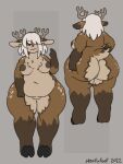  2023 accessory anthro antlers belle_(mexifurfoof) belly biped breasts butt chest_tuft chubby_female cream_hair crown curvy_figure deer digital_drawing_(artwork) digital_media_(artwork) female fur genitals hair headband headgear hooves horn looking_at_viewer mammal mexifurfoof nipples nude overweight pear-shaped_figure pussy rear_view simple_background solo thick_thighs tiara tuft voluptuous wide_hips 