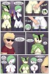  2:3 absurd_res angry anthro big_breasts blonde_hair blush breasts butt_slap cocky_smile colored comic decourem dialogue english_text eyewear female gardevoir gender_transformation generation_3_pokemon generation_5_pokemon genitals green_body green_hair group hair hi_res human legendary_pokemon male mammal money mtf_transformation nintendo nipples nude pokemon pokemon_(species) pre-transformation profanity pussy red_eyes sexual_harassment slap species_transformation speech_bubble stripper sunglasses surprised_expression text transformation trio virizion 