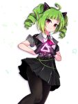  delutaya drill_hair gloves green_hair highres indie_virtual_youtuber multicolored_hair red_eyes shen_li twin_drills virtual_youtuber 