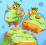  absurd_res animal_crossing anthro belly beverage big_belly big_breasts big_butt black_eyes blush breasts butt domestic_cat elemental_creature felid feline felis female flora_fauna food fruit hi_res huge_breasts huge_butt huge_thighs hyper hyper_belly hyper_butt inflation looking_at_viewer mammal nintendo one_eye_closed open_mouth orange_(fruit) orange_body orange_juice plant smile solo sound_effects tail tangy_(animal_crossing) text thick_thighs tongue tongue_out veryfilthything wink 