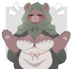  anotherbearsimp anthro bear biped blush border breasts brown_body brown_fur cleavage clothed clothing eyes_closed female fur hi_res mama_mellow_(anotherbearsimp) mammal pawpads simple_background solo white_border 