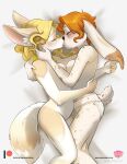  anthro black_nose blush breast_squish breasts breasts_frottage canid canine clothed clothing collar collar_only dark_prism digital_media_(artwork) duo eyes_closed female female/female fennec floppy_ears fox fur hair hi_res inner_ear_fluff kiss_on_lips kissing lagomorph leporid lingerie lop_ears mammal monochrome nipple_outline nude padlocked_collar partially_clothed penny_fenmore rabbit romantic scut_tail short_tail spots spotted_body spotted_fur squish tail tammy_connelly team_penny text tuft url 