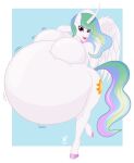  5_fingers belly big_belly big_breasts blue_hair blue_tail breasts cutie_mark digital_media_(artwork) duragan equid equine ethereal_hair ethereal_tail eyeshadow feathered_wings feathers featureless_breasts female fingers friendship_is_magic green_hair green_tail hair hasbro hi_res hooves horn huge_breasts hyper hyper_belly long_hair long_horn makeup mammal multicolored_hair multicolored_tail my_little_pony open_mouth open_smile pink_eyes pink_eyeshadow pink_hair pink_tail princess_celestia_(mlp) smile tail white_body white_feathers winged_unicorn wings 