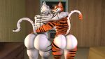  3d_(artwork) anthro arm_around_partner arm_around_shoulders arm_around_waist big_butt breasts bubble_butt butt digital_media_(artwork) duo felid female female/female hi_res huge_butt inside kissing kyleroo licking mammal muscular muscular_female nude open_mouth pantherine petruz_(copyright) presenting presenting_hindquarters raised_tail rear_view side_boob source_filmmaker tail teeth thick_thighs tiger tiger_(petruz) tongue tongue_out voluptuous_female wide_hips 