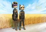  anthro army canid canine clothing cloud coat_of_arms duo duo_focus female flag fox grain group hi_res humanoid landscape male male/female mammal military russia sky thepimpartist uaf ukraine uniform war 