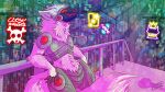  absurd_res anthro archion fluffy fluffy_ears fluffy_tail fur happy hi_res leaning machine male neck_tuft neon_lights neon_sign pink_light protogen sign solo tail tuft unknown_artist white_body white_fur 