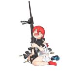  1girl 92m aged_down bandaid bandaid_on_knee bandaid_on_leg belt black_gloves black_ribbon black_shirt blue_footwear blush breasts bullet closed_eyes colored_shoe_soles crying full_body girls&#039;_frontline gloves green_belt gun hair_between_eyes hair_ribbon holding holding_gun holding_weapon jacket kneeling long_hair official_alternate_costume official_art open_mouth orsis_t-5000 panties pink_panties pouch red_hair red_socks ribbon scope shell_casing shirt shoes shoes_removed short_sleeves simple_background single_glove single_shoe sitting skirt small_breasts sneakers socks solo t-5000_(crimson_destroyer)_(girls&#039;_frontline) t-5000_(girls&#039;_frontline) torn_clothes torn_shirt torn_skirt transparent_background turtleneck underwear wariza weapon white_jacket white_skirt 