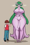  age_difference big_breasts big_butt blush breasts brown_hair butt cleavage clothed clothing curvy_figure dot_eyes duo female full-length_portrait gardevoir generation_3_pokemon green_body green_hair green_skin hair hand_holding hi_res huge_breasts huge_butt human humanoid hyper hyper_butt larger_female looking_at_viewer male male/female mammal nintendo pokemon pokemon_(species) portrait red_eyes sath15 short_hair simple_background size_difference smaller_male smile standing tan_background thick_thighs voluptuous white_body white_skin wide_hips younger_male 