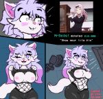  anthro breasts britney_(chaclaveloz) cute_fangs domestic_cat exposed_breasts felid feline felis female flushed hi_res lewdsidequest mammal presenting smile solo streaming tongue tongue_out 